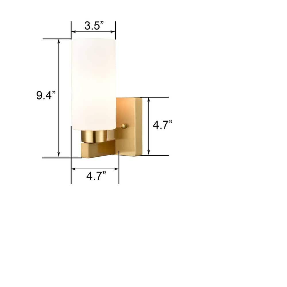 Claxy Gold Wall Sconces with Cylinder Milk Glass Shade Set of 2
