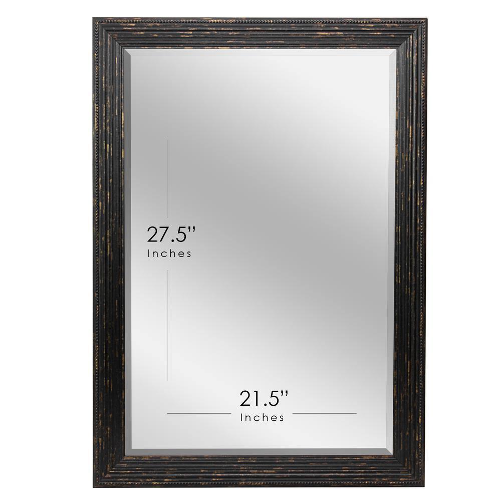 Head West 27.5 x 33.5 Beaded Frame Mirror with Beveled Edge - Black Wash