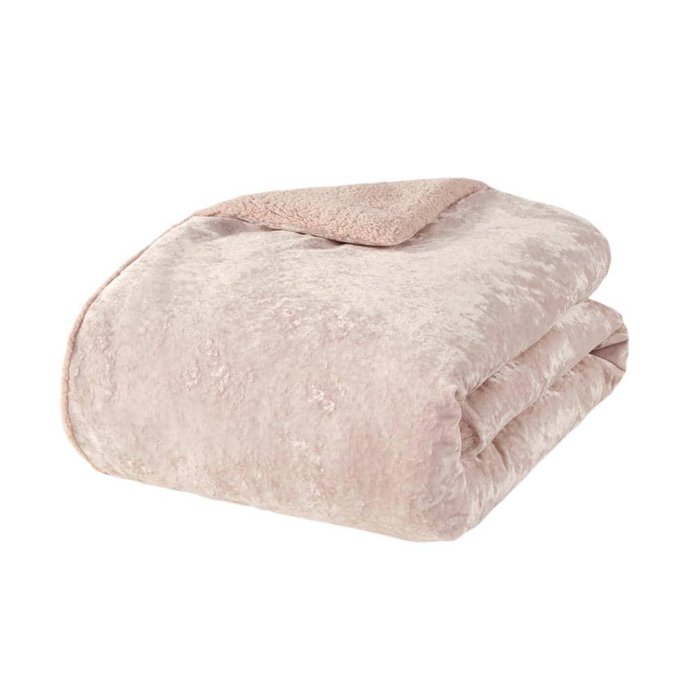 Intelligent Design Queen Comforter Set, Reversible Velvet Comforter Set, Soft & Warm Sherpa Reverse, Winter Fluffy Comforter Bed Set with 2 Shams, Mira, Full/Queen Blush 3 Piece