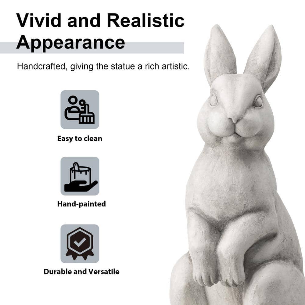 Glitzhome 22.75"H MGO White Standing Rabbit Statue