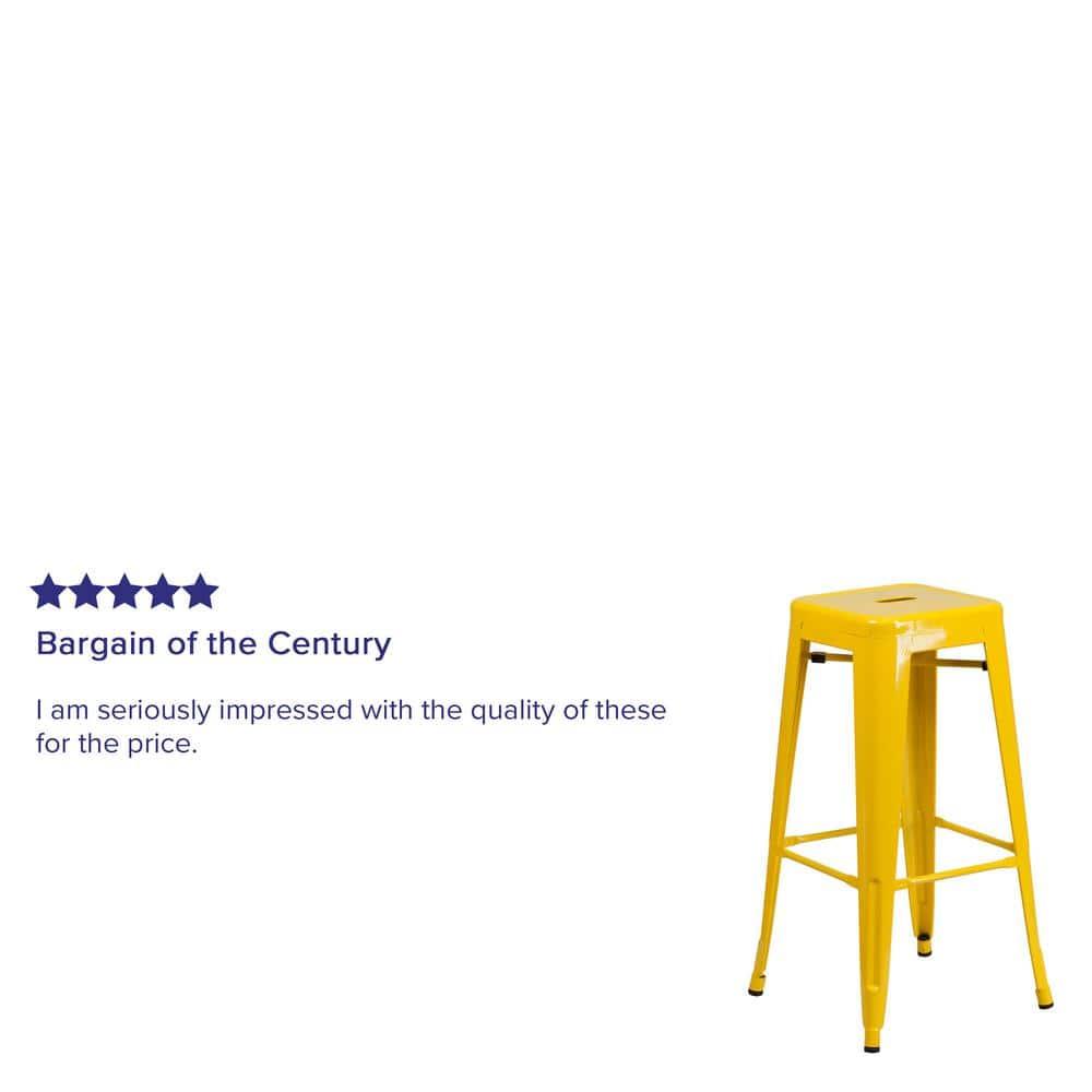 Flash Furniture Commercial Grade 30" High Backless Yellow Metal Indoor-Outdoor Barstool with Square Seat