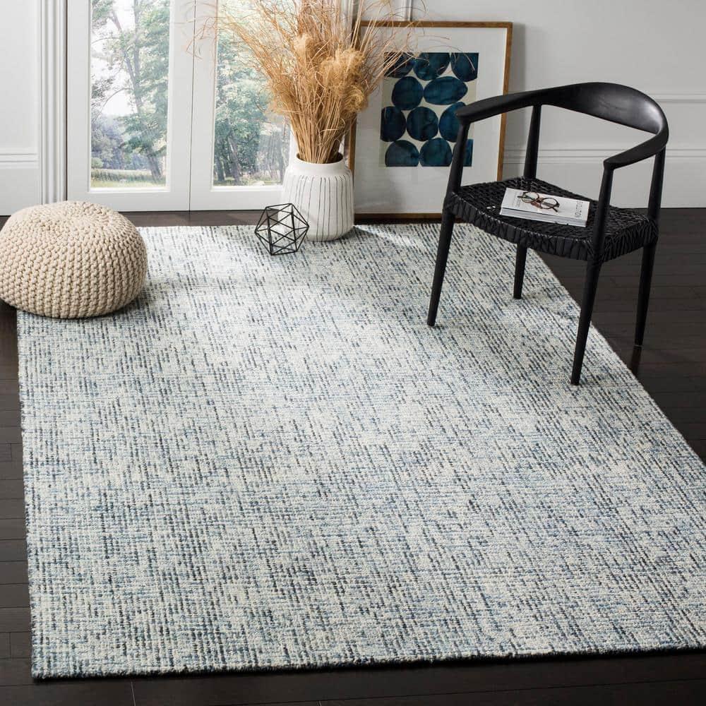 SAFAVIEH Abstract Delia Geometric Wool Area Rug, Blue/Charcoal, 5' x 8'