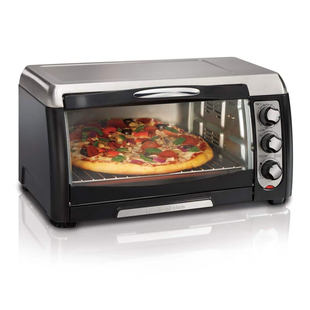Hamilton Beach 6 Slice Capacity Toaster Oven 31330D: Countertop, 12" Pizza, 1400W, Black, Freestanding, Dishwasher-Safe Parts