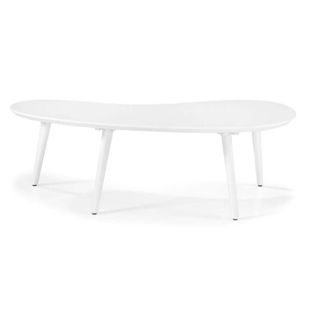 Camaflexi Mid Century Modern Coffee Table Small Tabletop Wood Coffee Desk, White