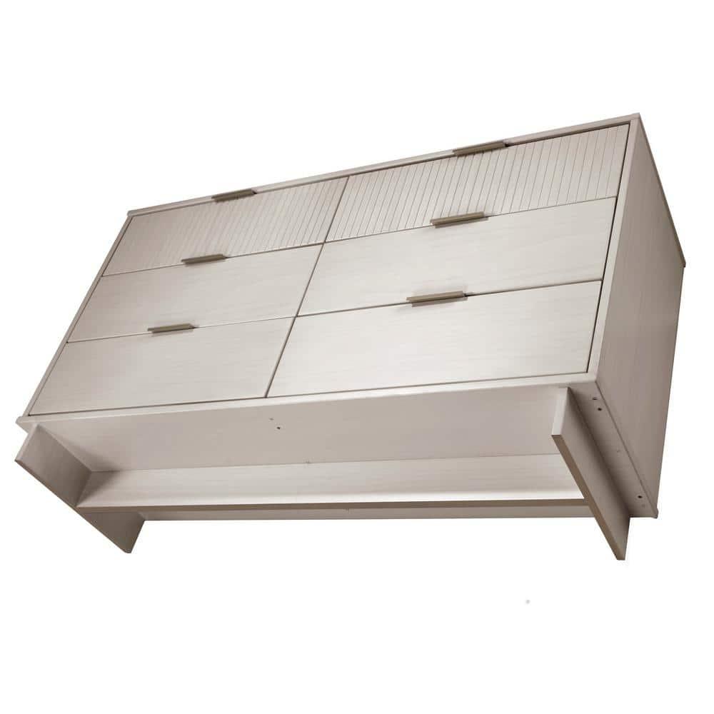 Manhattan Comfort Granville Modern 6 Drawer Double Wide Dresser Light Gray : Wood Frame, Spot Clean, Assembly Required