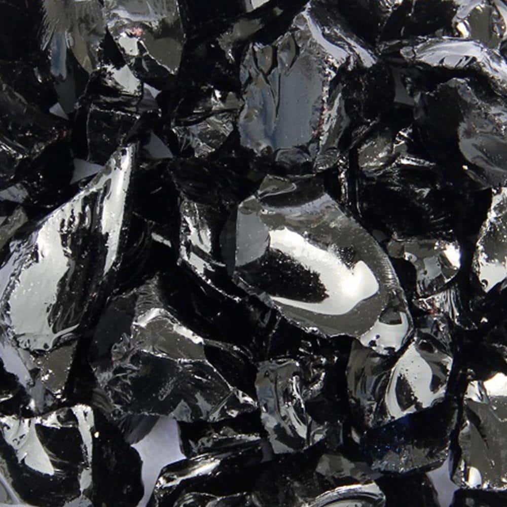 Modern Shimmering Black Recycled Fire Glass - 10 lbs
