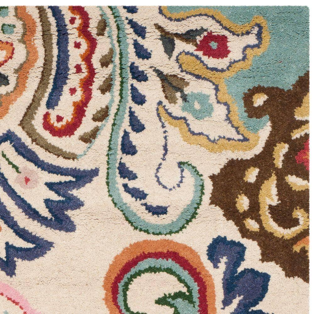 Bella BEL118 Hand Tufted Area Rug - Ivory/Teal - 5'x8' - Safavieh.