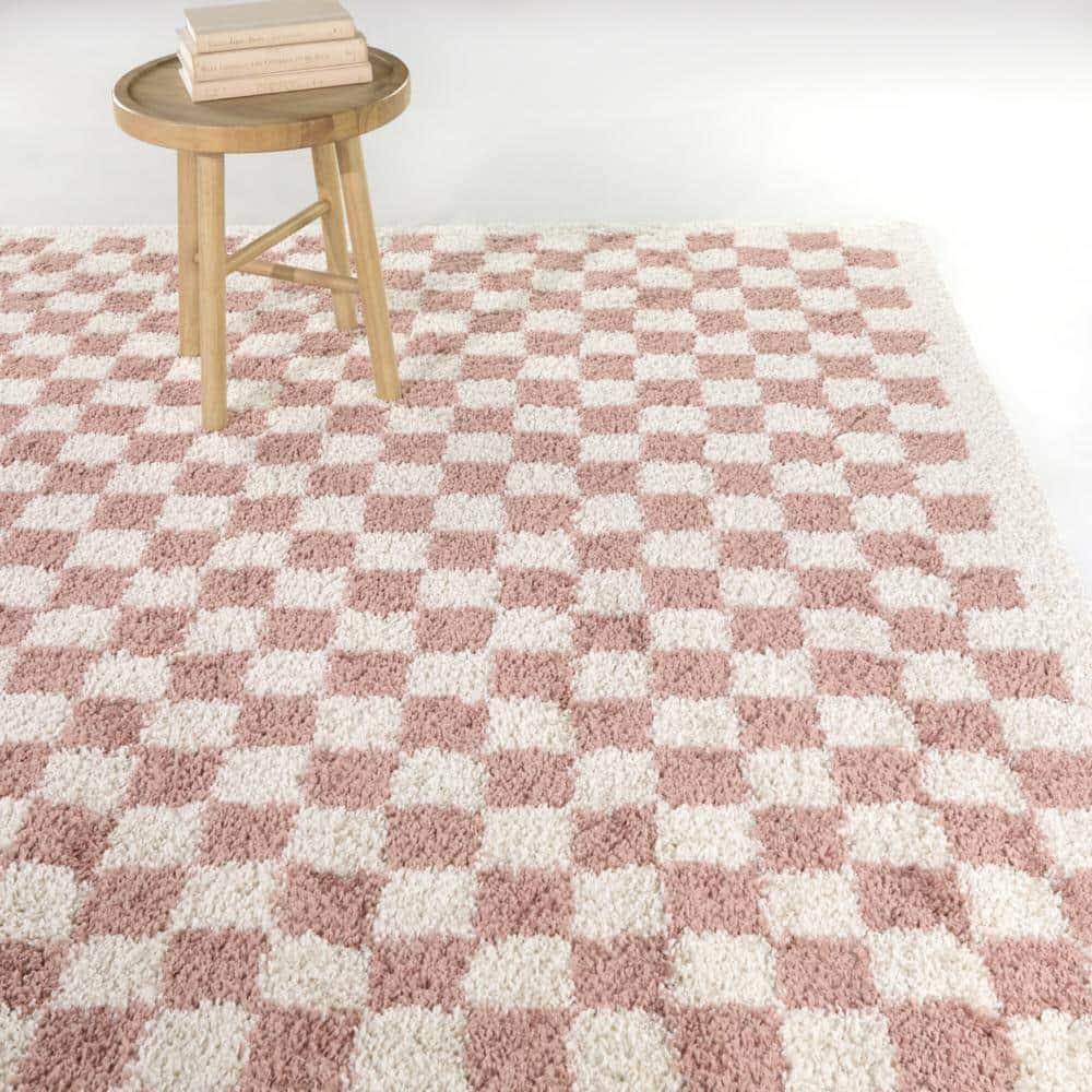 6'7"x6'7" Covey Checkered Kids' Area Rug Pink: High Pile, Fade-Resistant, Geometric, Indoor - Balta Rugs