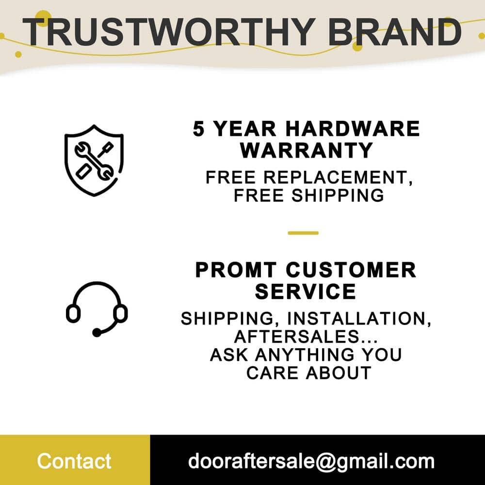 Sliding Barn Door, 4-Lite Tempered Frosted Glass, Solid Core MDF Wood & PVC Covered Finished, with Hardware Kit & Handle & Floor Guide, White