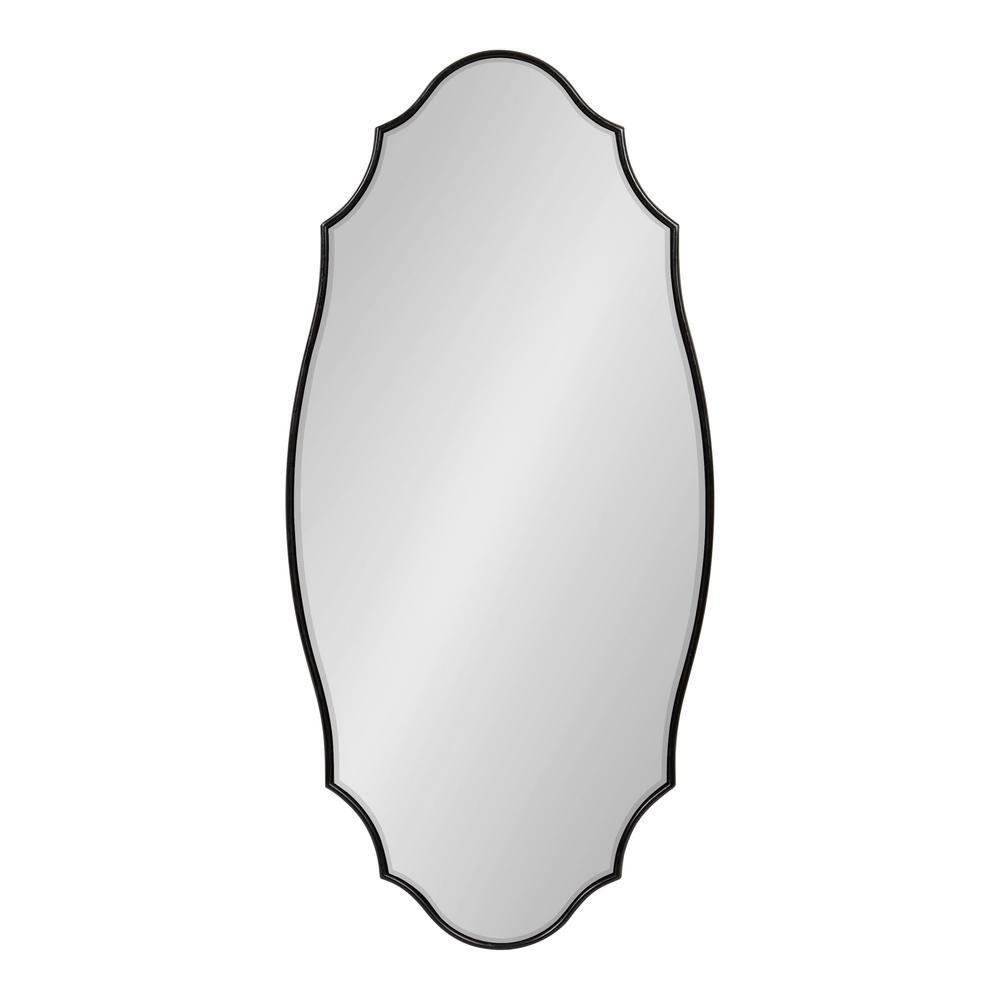 Kate and Laurel Leanna Modern Scalloped Wall Mirror, 20 x 42, Black, Glam Oval Mirror for Wall