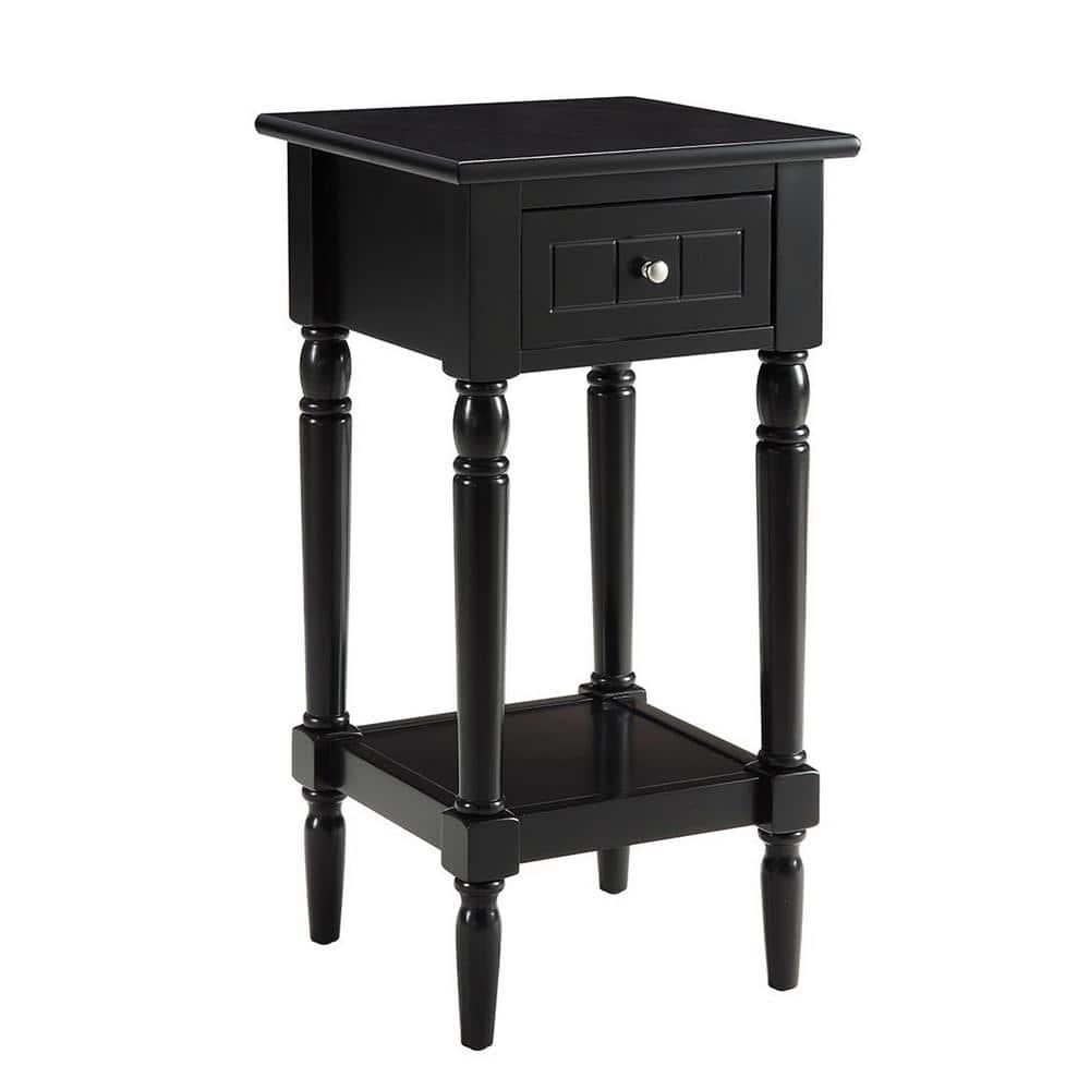 French Country Khloe 1 Drawer Accent Table with Shelf, Black