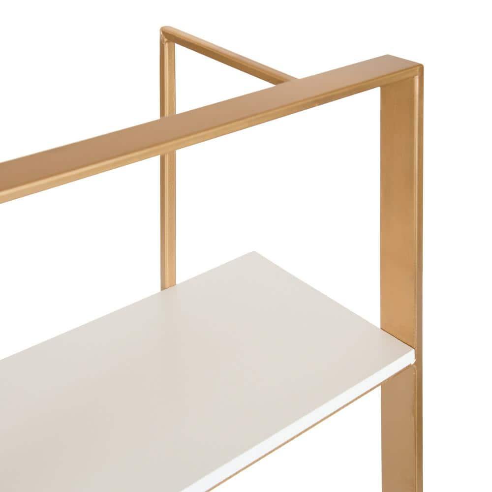 Kate and Laurel Kercheval Modern Glam Wood Wall Shelf, 15 x 32, White and Gold