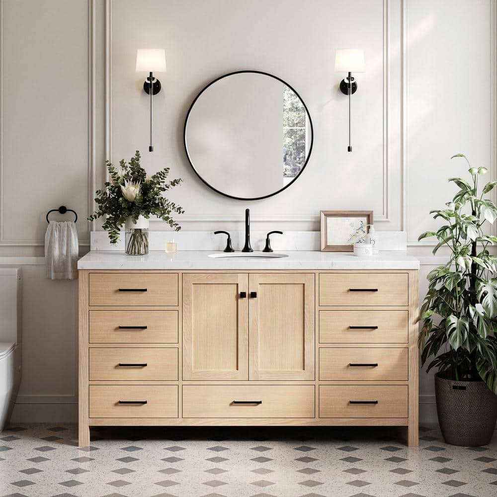 Cambridge 66 in. W x 21.5 in. D x 34.5 in. H Single Bath Vanity Cabinet without Top in Oak