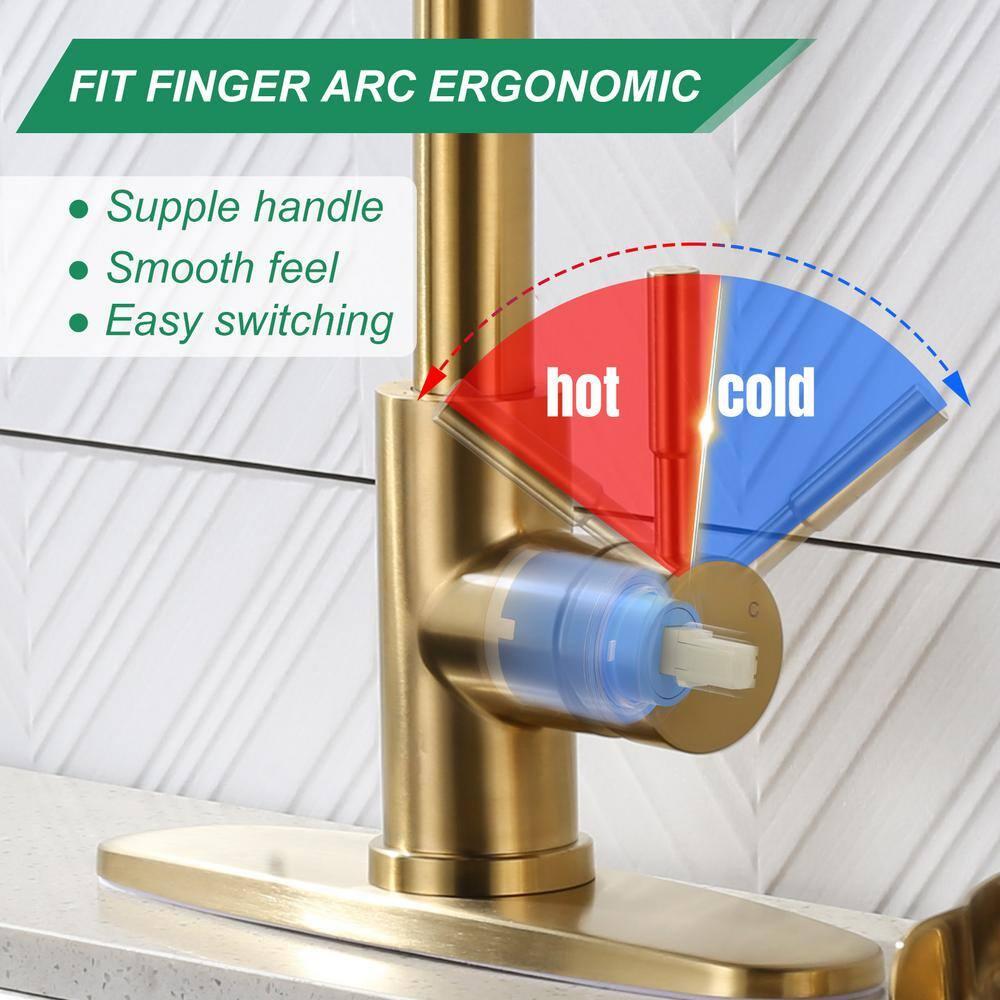 ARCORA Single Handle Stainless Steel Pull-Down Kitchen Faucet with Deckplate and Glass Rinser Combo