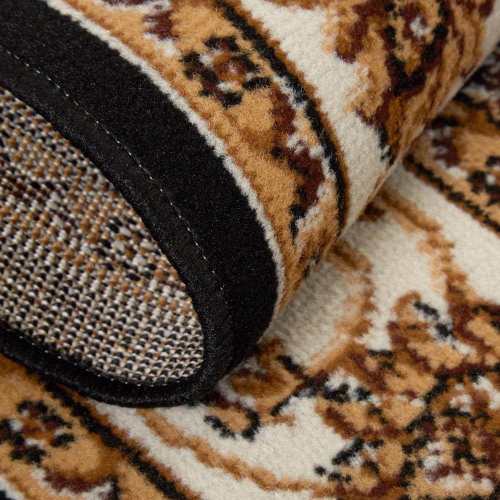 Home Dynamix Ariana Badah Damask Border Area Rug, Black/Ivory, 3-Piece Set
