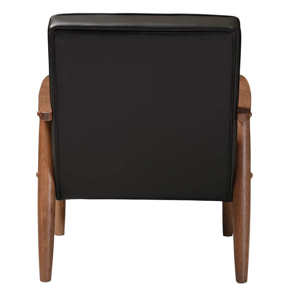 Sorrento Mid - Century Retro Modern Faux Leather Upholstered Wooden Lounge Chair - Black - Baxton Studio: Danish Design, Rubberwood Frame