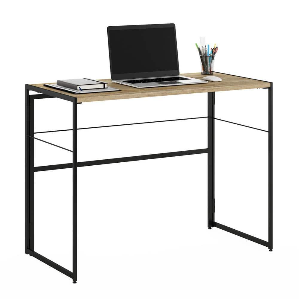 Furinno Riau No Tool Metal Frame Computer Desk, Sonoma Oak/Black
