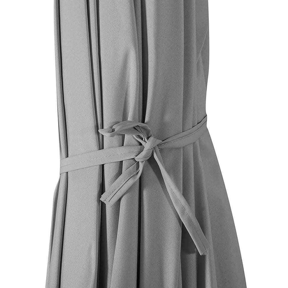 Westin Outdoor 9 Ft Market Patio Umbrella with Round Resin Base for Outdoor Garden UV Water Weather Resistant, Gray