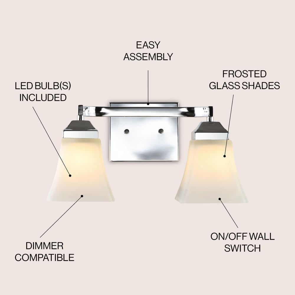 Staunton Chrome 2-Light LED Vanity Light with Glass Shades