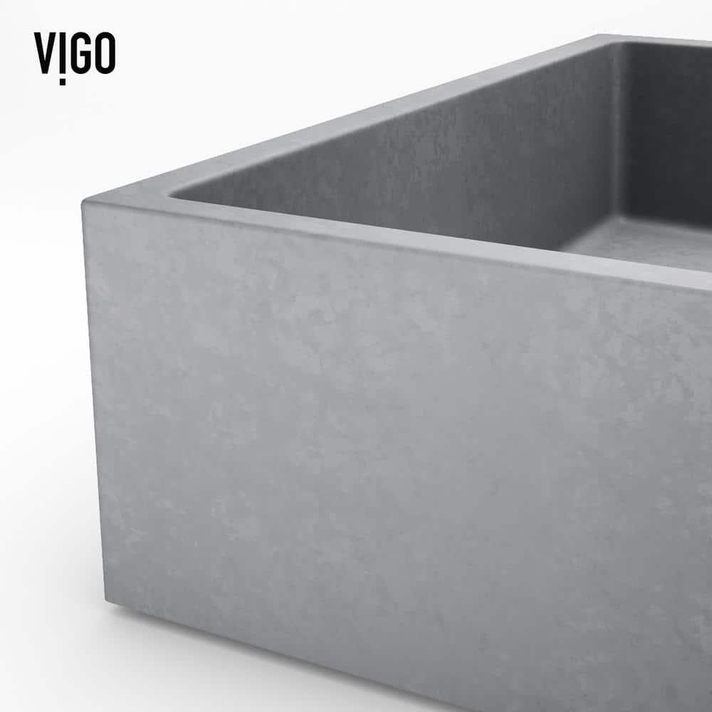 Coca Gothic 19" L x 15" W x 5" H Gray Handmade Rectangular Vessel Bathroom Sink
