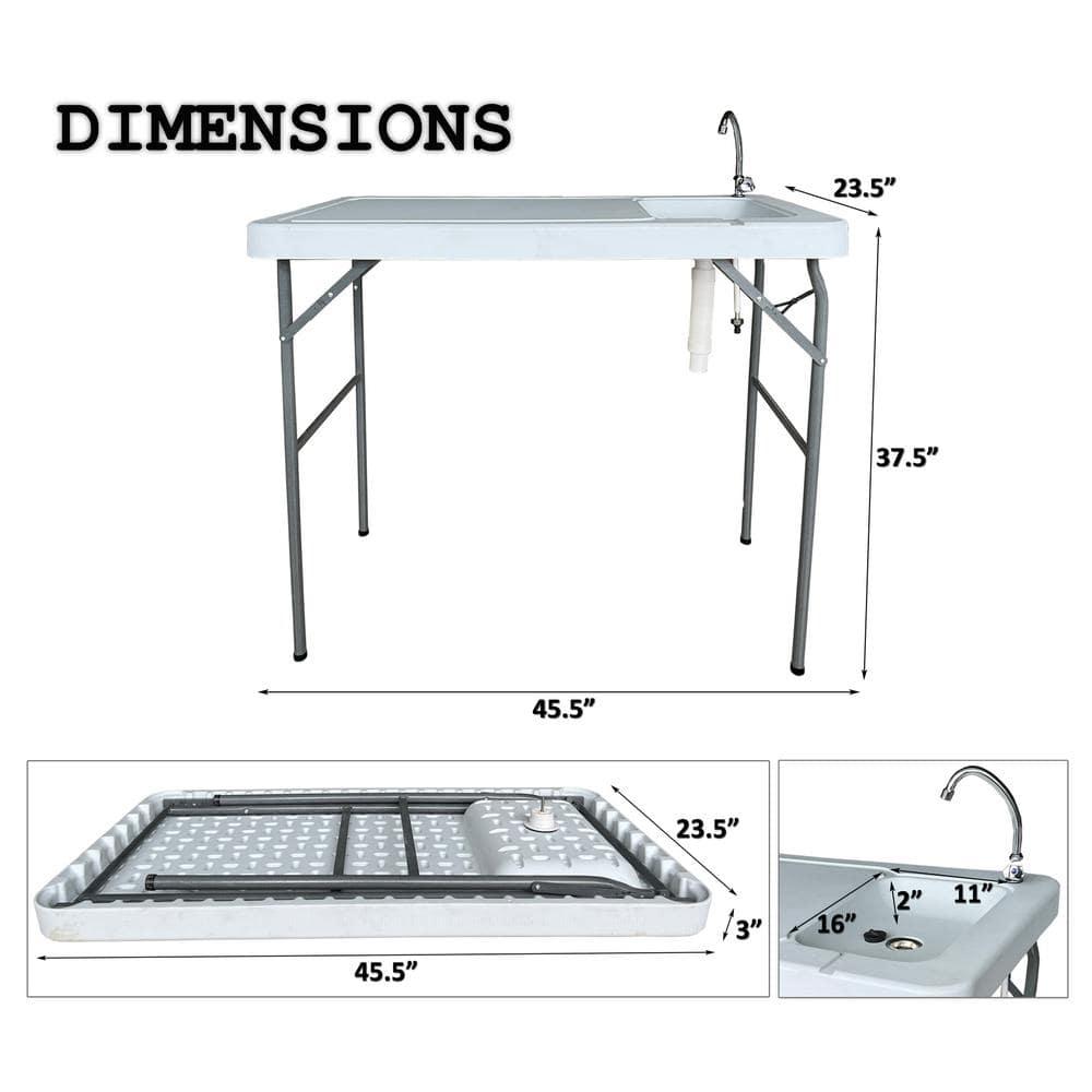 Kadyn Fish Cleaning Table with Sink, Portable Folding Camping Table with Faucet,Outdoor Fish Cleaning Station for Patio