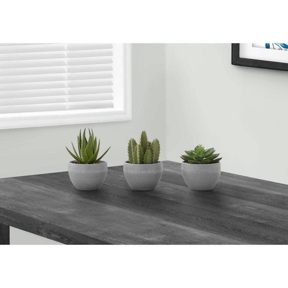 Artificial Succulents Silk Plant Indoor Set of 3, Green, Gray Cement