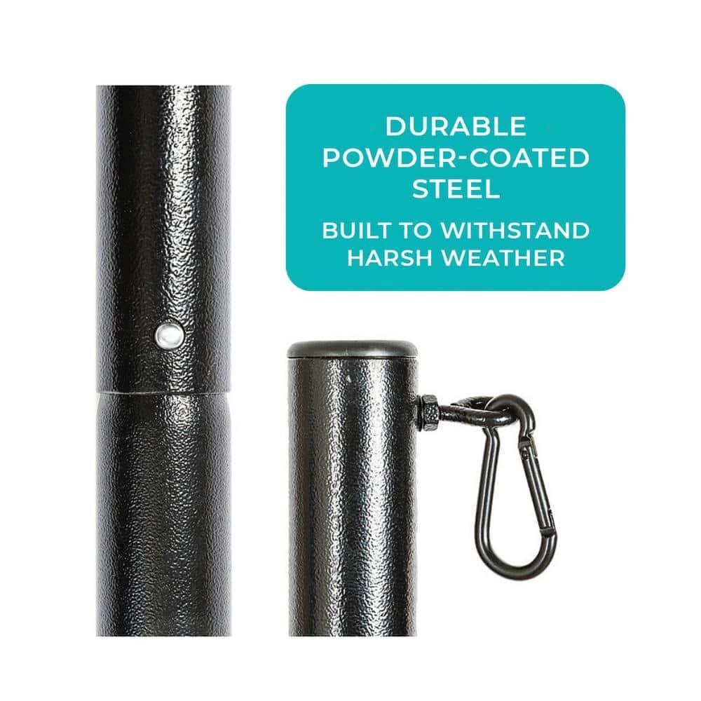 Allsop 9.5ft Heavy-Duty String Light Pole Stand with Freestanding Tank Base for Grass, Patio, Deck, Events