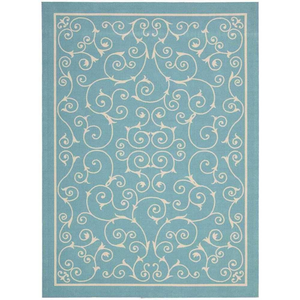 Nourison Home & Garden Light Blue Indoor/Outdoor Area Rug RS019 4'3" x 6'3"
