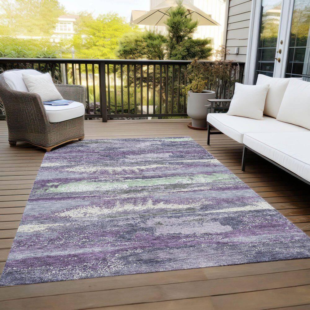 Purple Abstract 3' x 5' Machine Washable Indoor Outdoor Rug