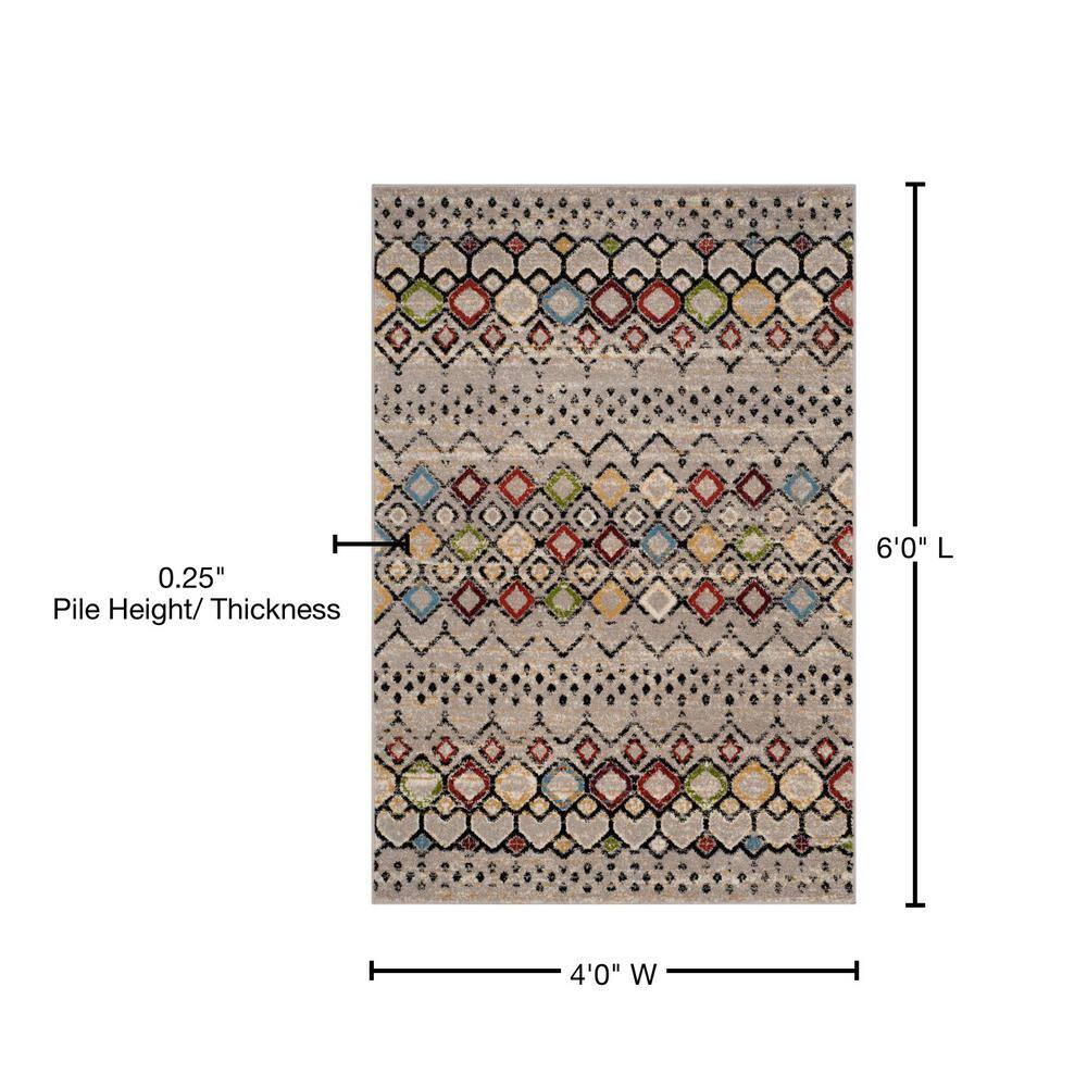 Amsterdam AMS108 Power Loomed Indoor Area Rug - Light Grey/Multi - 4'x6' - Safavieh