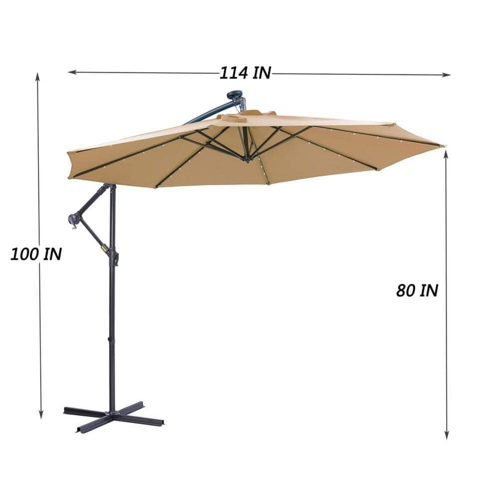Taupe 10 ft. Cantilever Patio Umbrella with Solar LED Lights