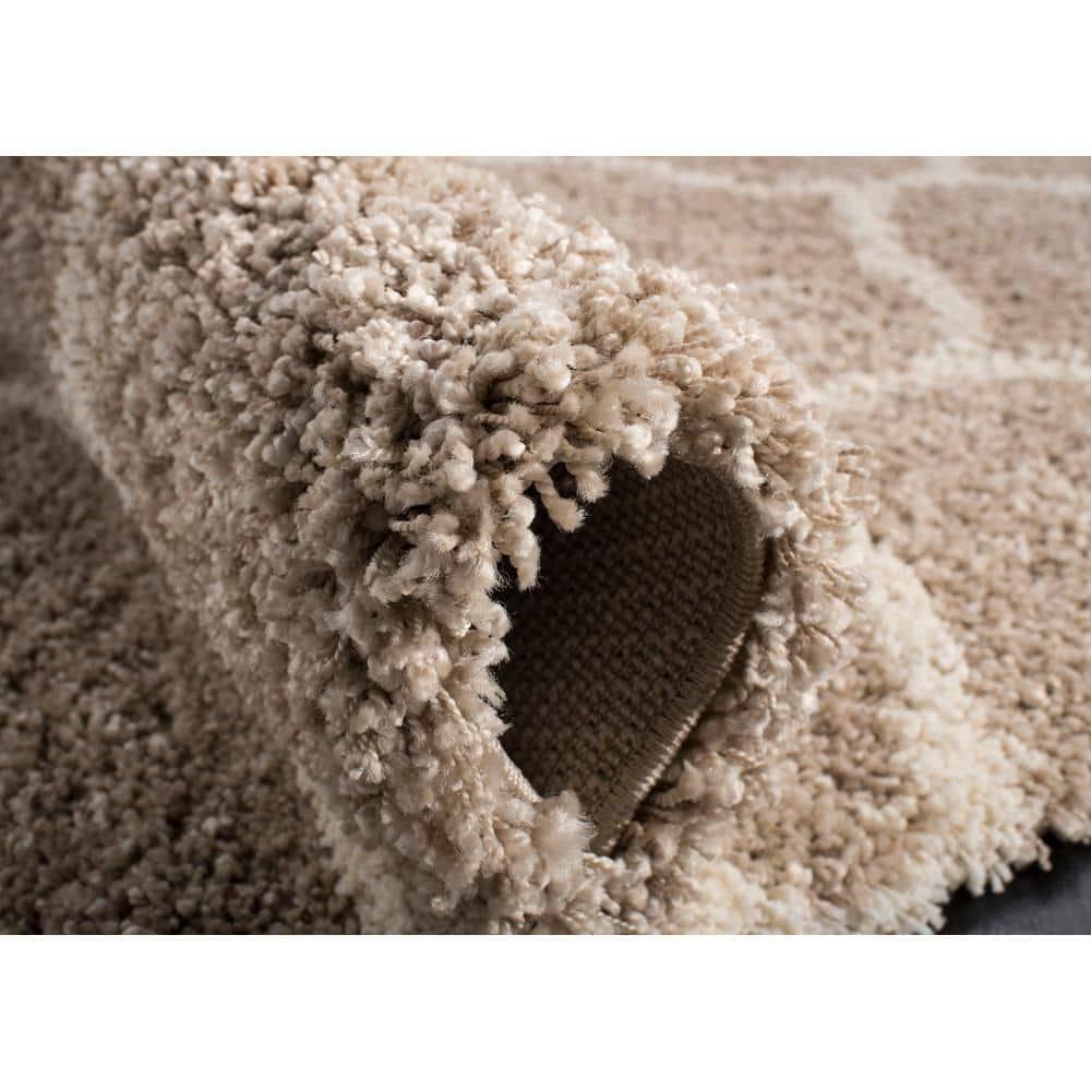 Hudson Shag SGH280 Power Loomed Indoor Area Rug - Beige/Ivory - 7'x7' Square - Safavieh
