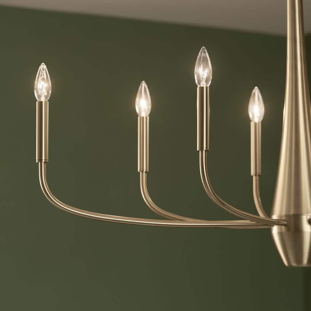 Kichler Deela 8-Light Chandelier, Modern Light in Champagne Bronze, Sloped Ceiling Compatible, for Over Long Oval Dining Room Table (41" x 18.5" x 27"), 52528CPZ