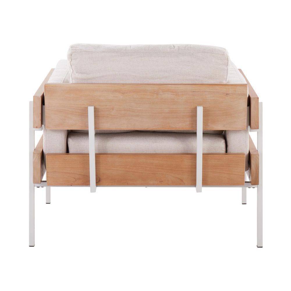 Kari Accent Chair White/Natural/Cream - LumiSource: Upholstered Polyester, Steel Frame, Removable Cushions