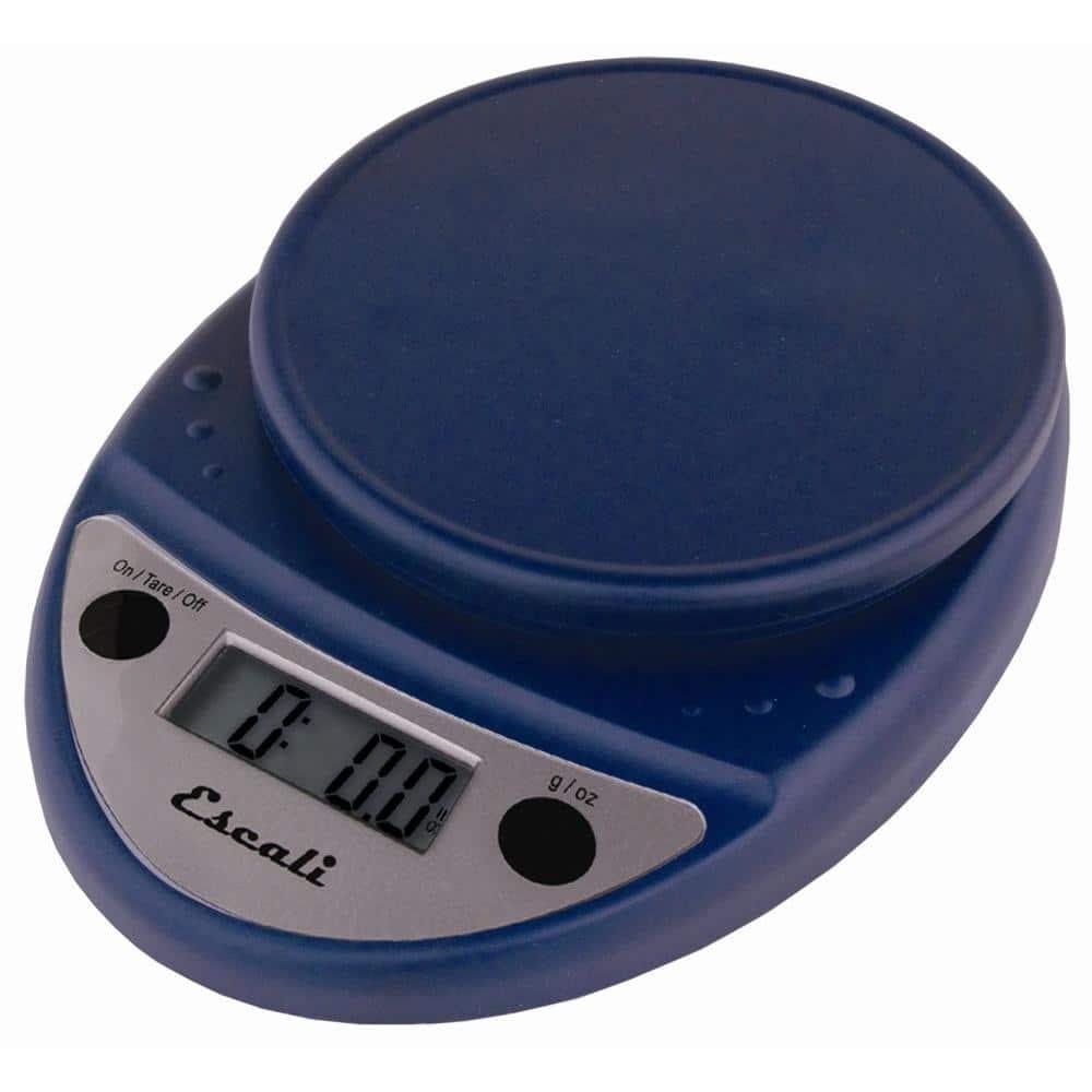 Escali Primo Digital Kitchen Scale Blue: LCD Display, 11 lb Capacity, Automatic Shut-Off, Metric Conversion