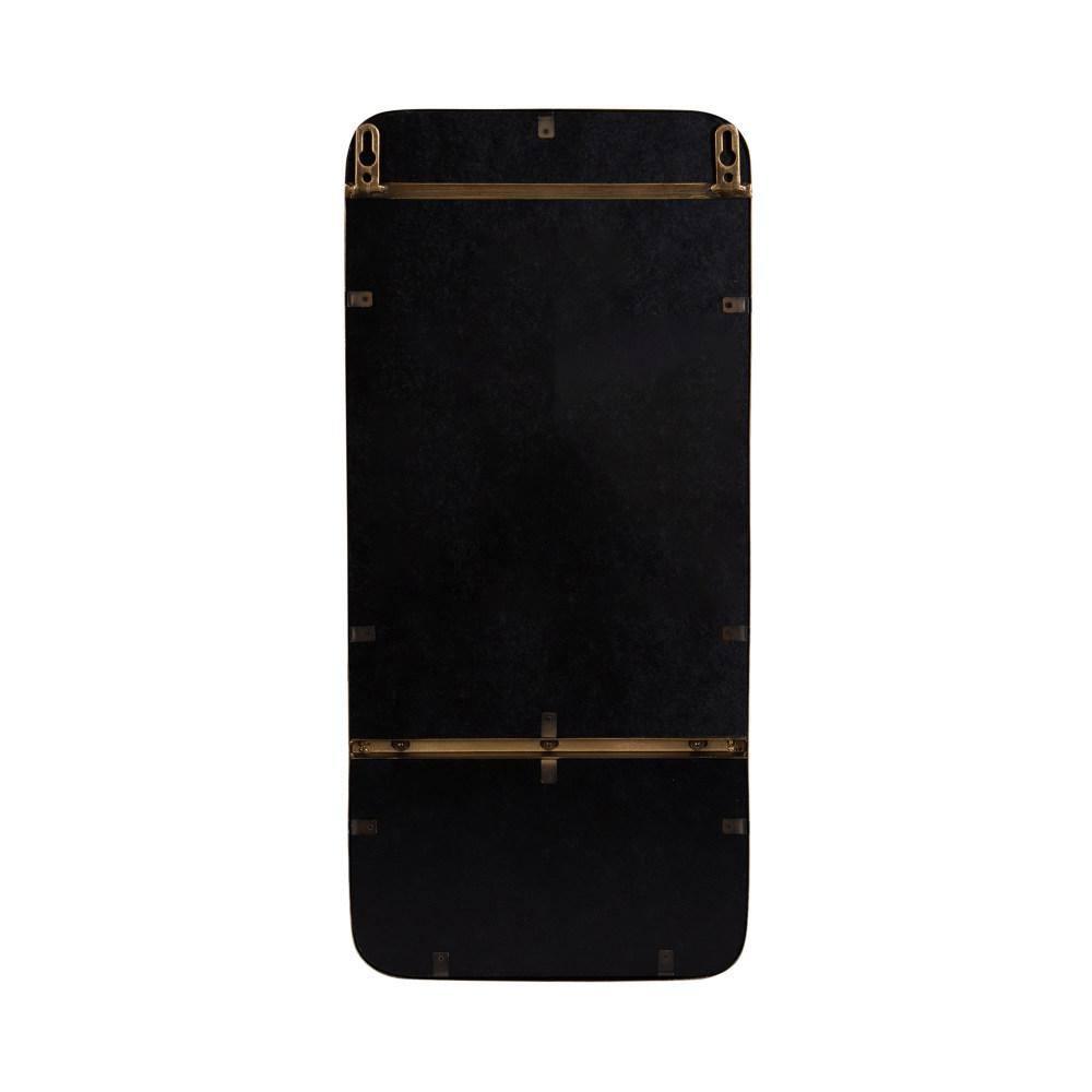 Kate & Laurel All Things Decor 11"x24" Estero Wall Rectangle Mirror with Shelf Gold: Mid-Century Modern, Wall-Mounted Storage