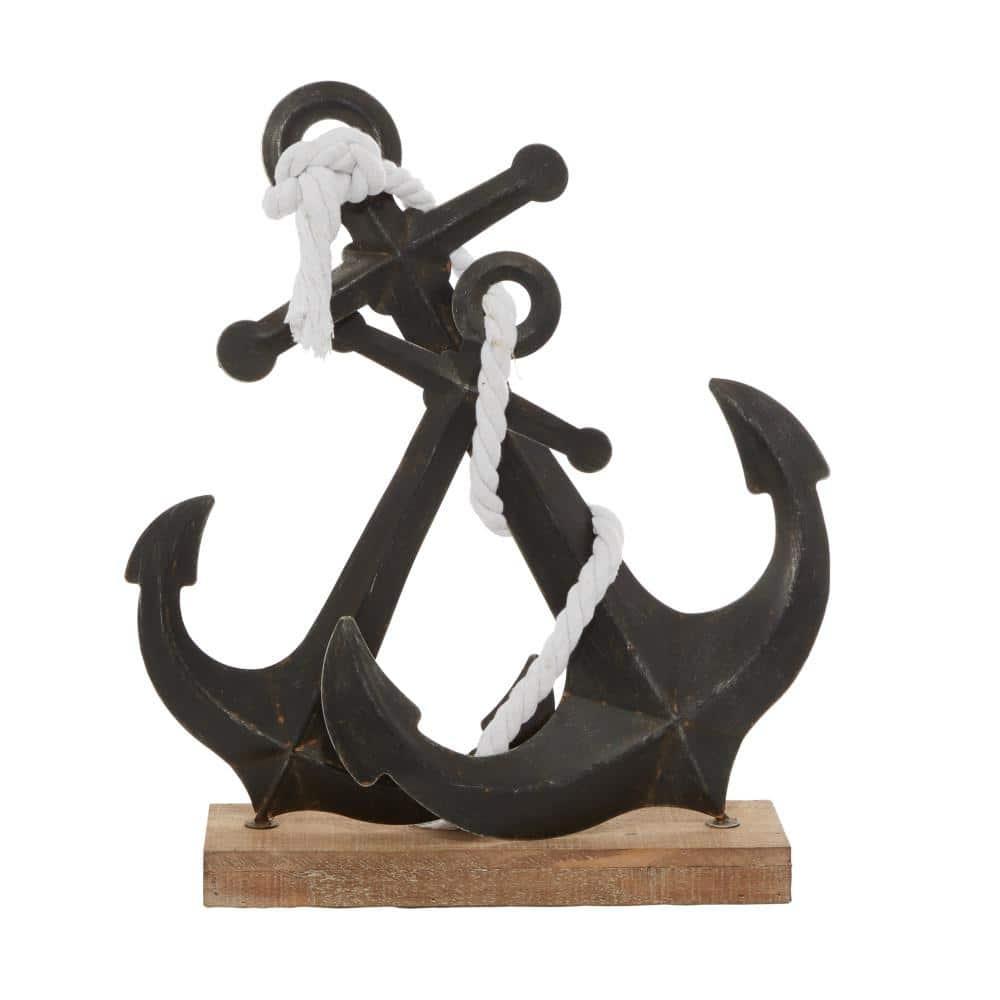 15" x 16" Black Metal Anchor Sculpture, by DecMode