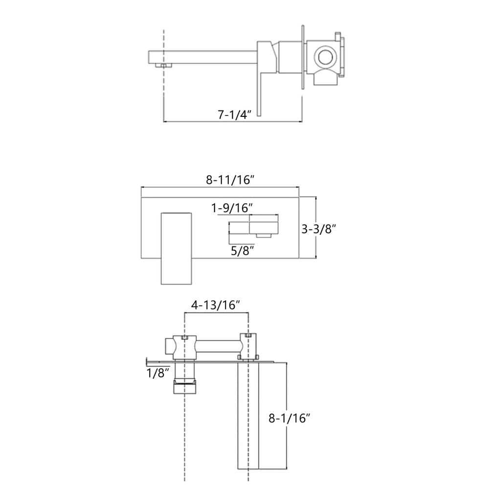 Products sumerain Wall Mount Bathroom Sink Faucet Brushed Gold and Rough in Valve Included, Left-Handed Single Handle
