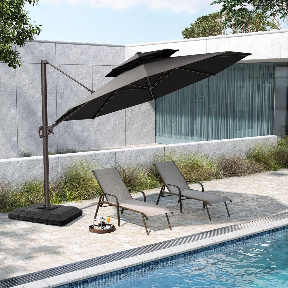 Pellebant  11' Outdoor Patio Cantilever Offset Umbrella Round, Base Not Included Black