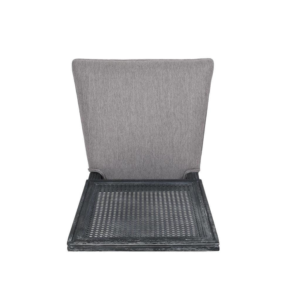Noble House Beckstrom French Wood Upholstered Dining Chair, Set of 2, Gray