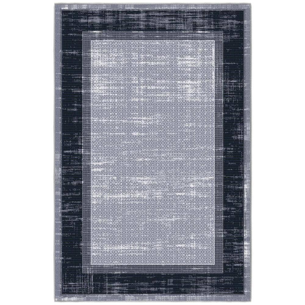 Non-Slip Bordered Area Rug For Living Room, Hallway Runner, Entryway Rug