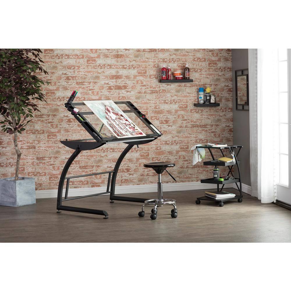 Inbox Zero Cournoyer Glass Drafting Table