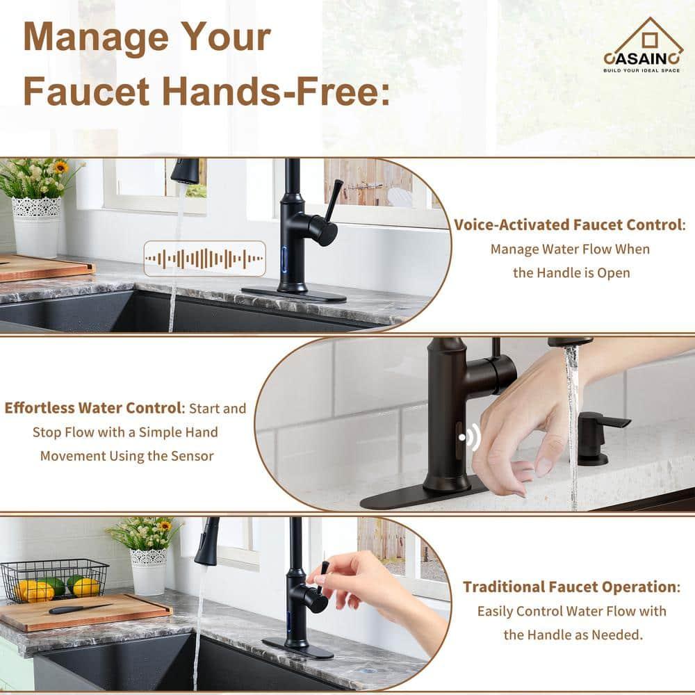 Willow Smart Faucet Touchless Pull Down Sprayer Kitchen Faucet with Voice and Motion Control
