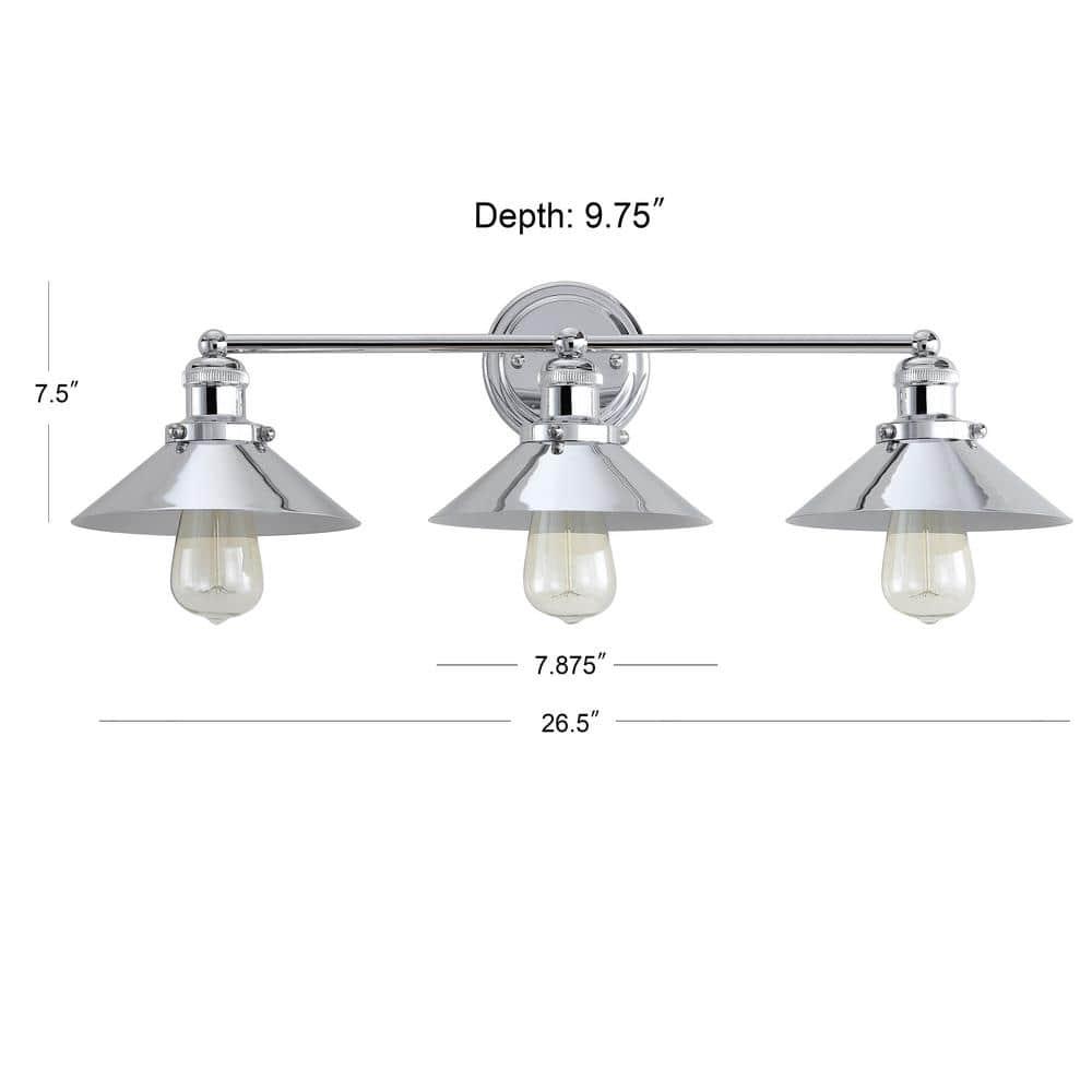 June 26.5 in. 3-Light Metal Chrome Vanity Light
