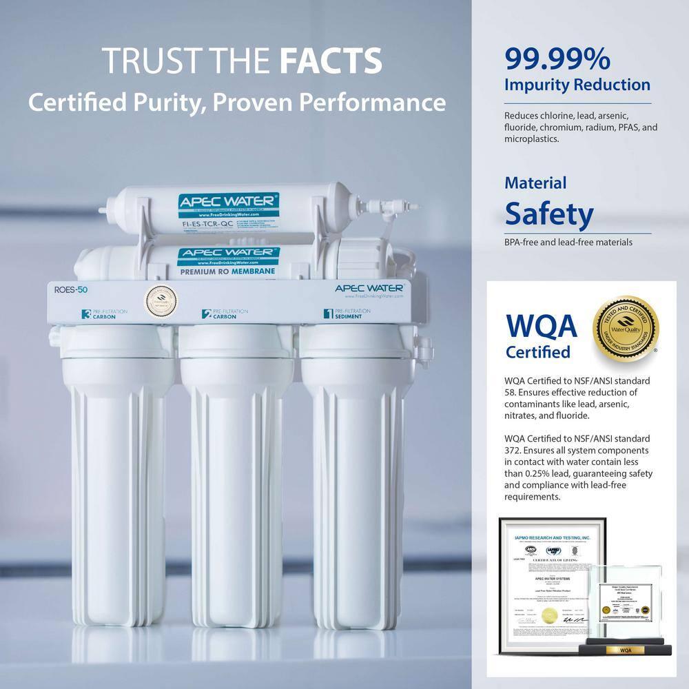 APEC Water Systems ROES-50 Essence Series Top Tier 5-Stage WQA Certified Ultra Safe Reverse Osmosis Drinking Water Filter System with Extra High Capacity Pre-Filter Set Stage 1-3 RO Value Bundle