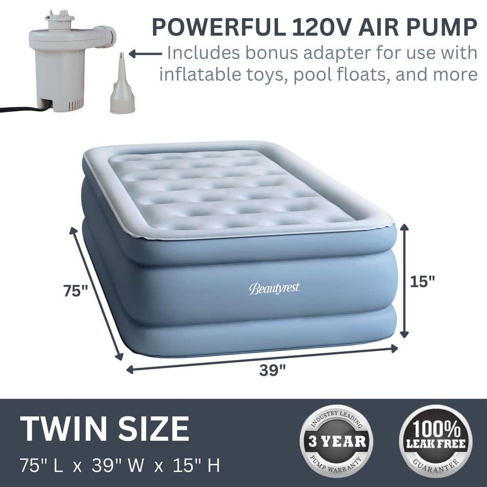 Simmons Beautyrest 15 Inch Posture Lux Size Express Bed Air Mattress & Pump, Twin
