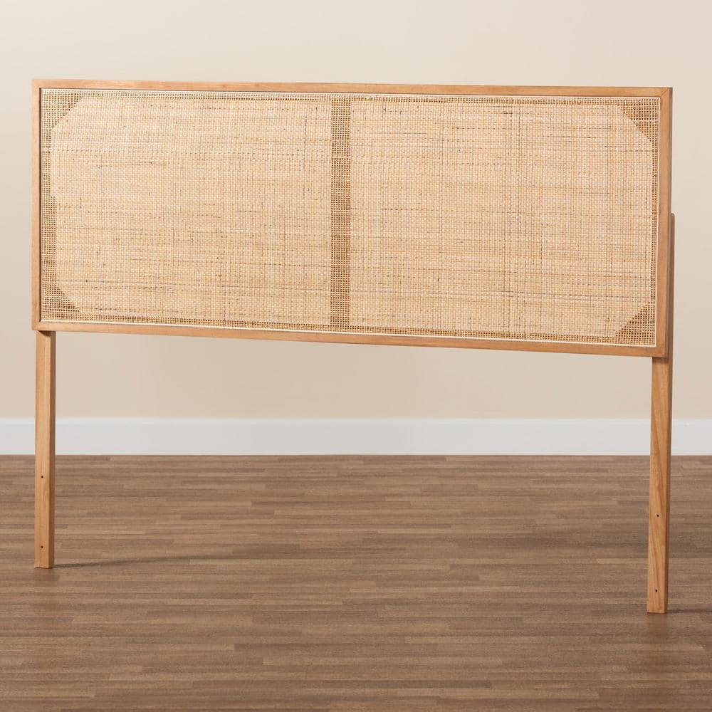 bali & pari Queen Aurelia Bayur Wood and Rattan Headboard: Bohemian Design, Wall or Frame Mount, Adjustable Height