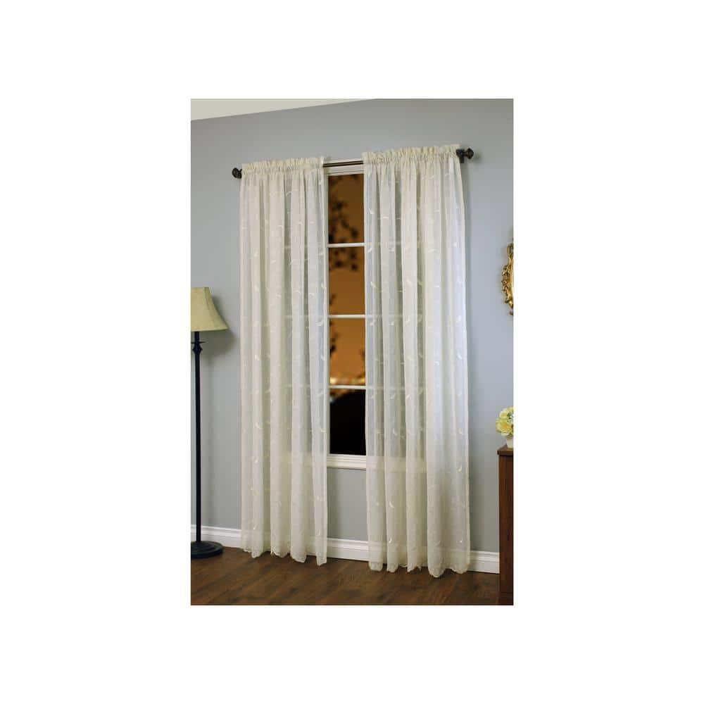 Habitat Hathaway Rod Pocket Curtain Panel Window Dressing 54 x 63 in Cream