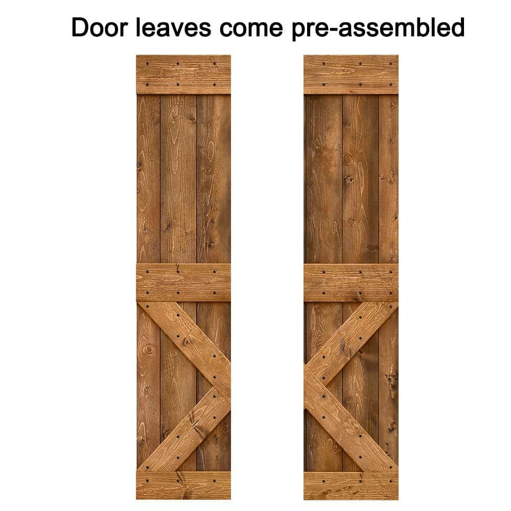 Calhome 84'' Solid Wood Barn Doors with Installation Hardware Kit Bi-Fold