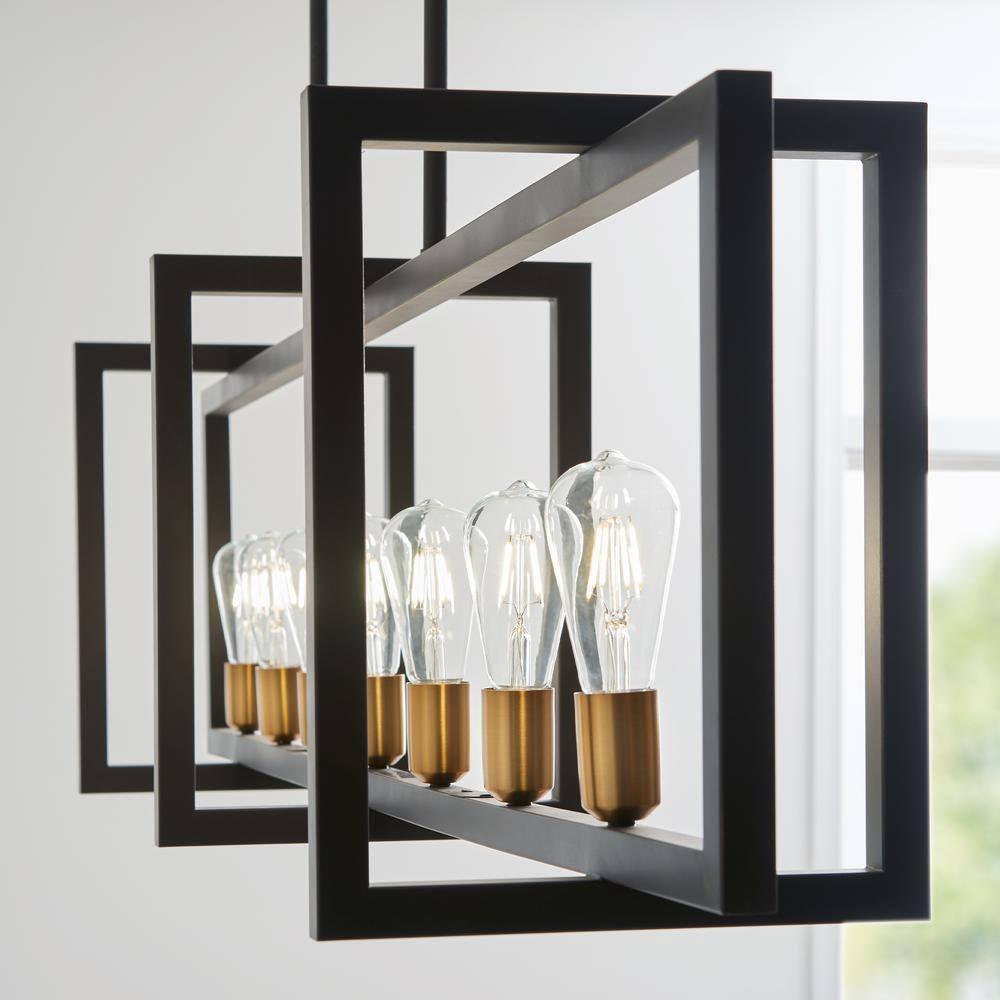 Finnegan New World Bronze Geometric 7-Light Island Chandelier